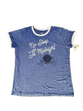 Disney Blue Ringer Tee 'No Sleep 'Til Midnight' size XXL nwt